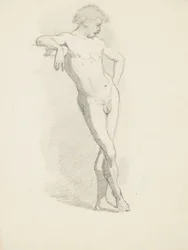 Study of Standing Male Nude Leaning on a Ledge